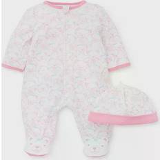 One piece hat Little Me Teddy Footed One-Piece & Hat - Pink