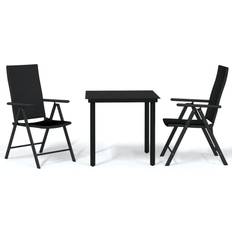 Aluminio Juegos de comedor de patio vidaXL 3 pcs Dining Set Para Black Garden Juego de comedor de patio, 1 Mesa incl. 2 Sillas