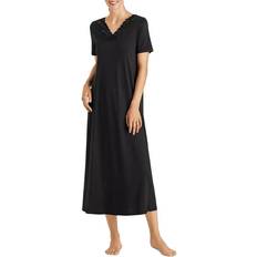 Hanro Chemise De Nuit Manches Courtes En Coton Moments - Noir