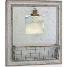 Notice Boards Stonebriar Collection Rustic Galvanized Metal Magnetic Memo Board Silver Notice Board 33.5x38.6cm