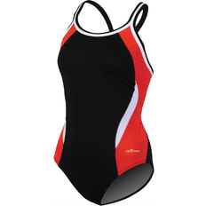 Polyester Swimsuits Dolfin Reliance Colorblock DBX Back One Piece Swimsuit - Black/Red/White