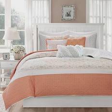 Madison Park NEW King Dawn Pink Floral Ruffle 9 Piece Duvet outlet Cover Set