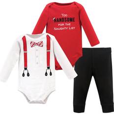 Other Sets Little Treasures Long Sleeve Bodysuits and Pants - Red Suspenders (11172550)