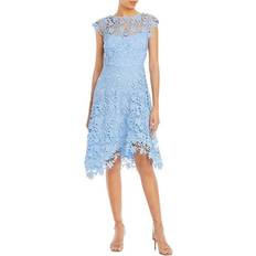 Eliza J Asymmetric Lace Dress - Light Blue
