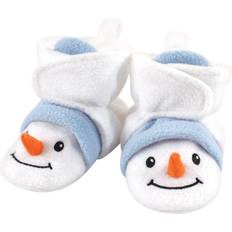 White Baby Booties Children's Shoes Hudson Holiday Fleece Booties - Snowman