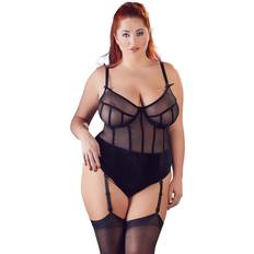 Gennemsigtig undertøj Cottelli Gennemsigtig Bodystocking Plus Size Sort 85D