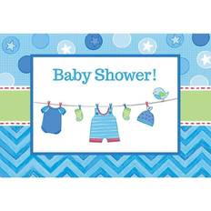 Blå Lykønskningskort & Invitationskort Amscan Invitation Baby Shower Dreng (8 stk)