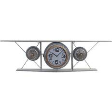 Eisen Wanddekos Dkd Home Decor Wall Clock Crystal Iron Aeroplane MDF Wood Dark grey (120 x 21 x 33.5 cm) Wanddeko