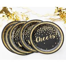 Black Disposable Plates Kate Aspen 24ct "Cheers" Foil Paper Premium Plates Black