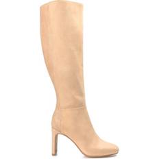 Beige - Women High Boots Journee Collection Elisabeth Medium Calf - Nude