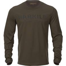 Braun - Jagd T-Shirts Härkila Herren Langarmshirt - Hunting Green/Shadow Brown