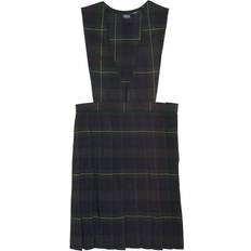 Polyester Dresses French Toast Girl's V-neck Pleated Plaid Jumper - Green/Navy Blue