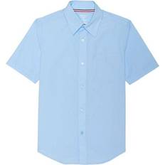 French Toast Short Sleeve Pointed Collar Blouse with Pocket - Blue (1595)