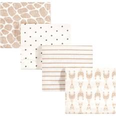 Hudson Flannel Receiving Blankets Neutral Giraffe 4-pack