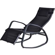 Best Outdoor Rocking Chairs OutSunny Patio Adjust Lounge Chair w/ Footrest- Black