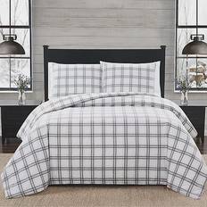 London Fog Plaid Flannel Bedspread White, Grey (228.6x172.72cm)