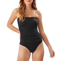 Nylon Swimsuits Tommy Bahama Pearl Shirred Bandeau One Piece Swimsuit - Black