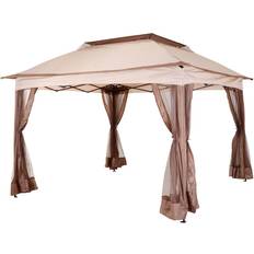 Beige Pavilions & Accessories OutSunny Alfresco Heavy Duty Pop up Gazebo 3.25x3.25 m