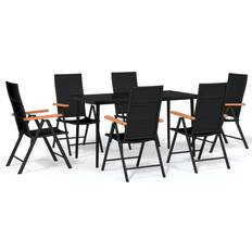 Dining table and chairs Utemöbler vidaXL 3099122 Patio Dining Set, 1 Table incl. 6 Chairs