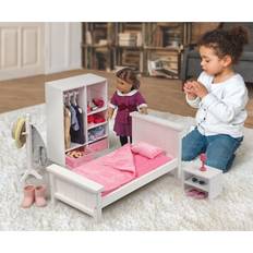 Bedroom Furniture Set for 18" Dolls White/Pink
