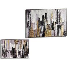 Plata Artes enmarcados Canvas Canvas (122 x 4,5 x 82 cm) Golden Silver Framed Art