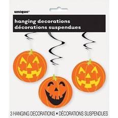 Halloween Swirls Unique 26" Hanging Pumpkin Halloween Decorations, 3ct