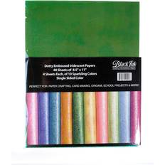 Black Silk & Crepe Papers Black Ink Dotty Embossed Iridescent Paper Pack 40 Sheets, 8-1/2" x 11"