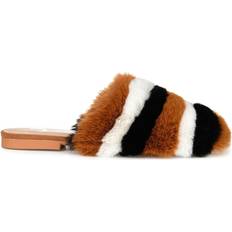 Faux Fur Slippers Journee Collection Evelin - Brown