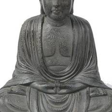 Stone Christmas Decorations LuxenHome 17 in. H Gray MgO Meditating Buddha Garden Statue Decoration 16.9"