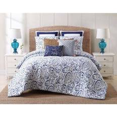 Oceanfront Resort Indienne Bedspread Blue, White (274.32x228.6cm)
