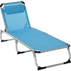 Aluminium sun lounger OutSunny Folding Sun Lounger with Pillow Blue