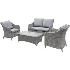 Rattan Outdoor Lounge Sets GoodHome Hamilton Outdoor Lounge Set, 1 Table incl. 2 Chairs & 1 Sofas