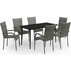 vidaXL 3099410 Patio Dining Set, 1 Table incl. 6 Chairs