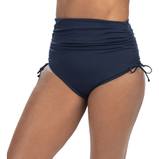 Dolfin Aquashape Ruched High-Waist Swim Bottoms - Navy