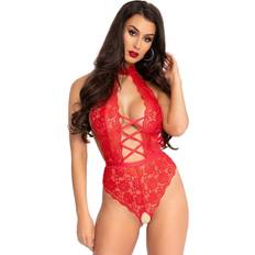 Crotchless Leg Avenue Women's Floral Lace Crotchless Teddy