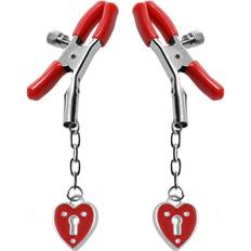 Master Series Captive Heart Nipple Clamps Red