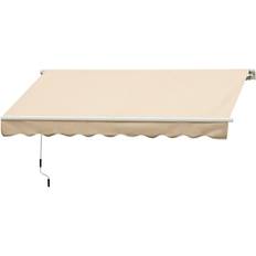 Tents OutSunny 10' x 8' Manual Retractable Sun Shade Patio Awning Beige Sand