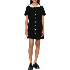 Acrylique Robes Sandro Tweed Peter Pan Collar Dress - Black