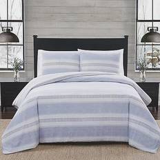 London Fog Stripe Flannel Bedspread Blue (228.6x228.6cm)