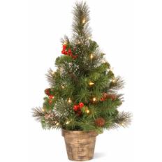 Plastic Christmas Trees National Tree Company 2' Pre-lit Potted Vibrantly Colored Crestwood Spruce Artificial Clear Lights Christmas Tree 24"