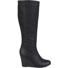 Rubber - Women High Boots Journee Collection Langly Wide Calf - Black