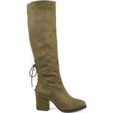 Green - Women High Boots Journee Collection Leeda Wide Calf - Olive