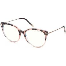 Oval Glasses Tom Ford Round Blue Light Glasses, 54mm Havana