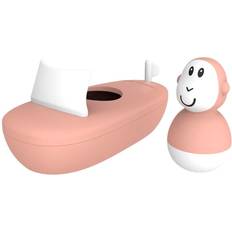 Affen Badespielzeuge Matchstick Monkey Bathtime Boat Set Dusty Pink