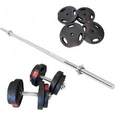 Plast Skivstångsset Gorilla Sports Pro Trigrip Dumbbell & Barbell Set 60kg