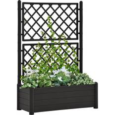 White Outdoor Planter Boxes vidaXL Garden Planter with Trellis 43x100x142cm