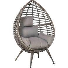 Garden Chairs OutSunny Outdoor Indoor Wicker Teardrop Chair With Cushion Rattan Lounger