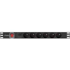 Sähkötarvikkeet Lanberg PDU06E0200BK POWER STRIP PDU RACK 19 (1U, 16A, 6X 230V PL, 2m)-2 m