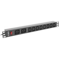 Lanberg PDU-02I1908I-0200-C20-BK, 1U, Enfas, Gjuten aluminium, Svart, 10 AC-utgångar, C20 coupler