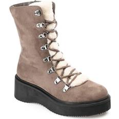 Faux Fur Lace Boots Journee Collection Kannon - Taupe